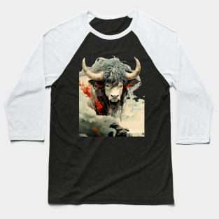 Chinese Mythology: The White Bull of Kunlun (Knock-Out with dark background) Baseball T-Shirt